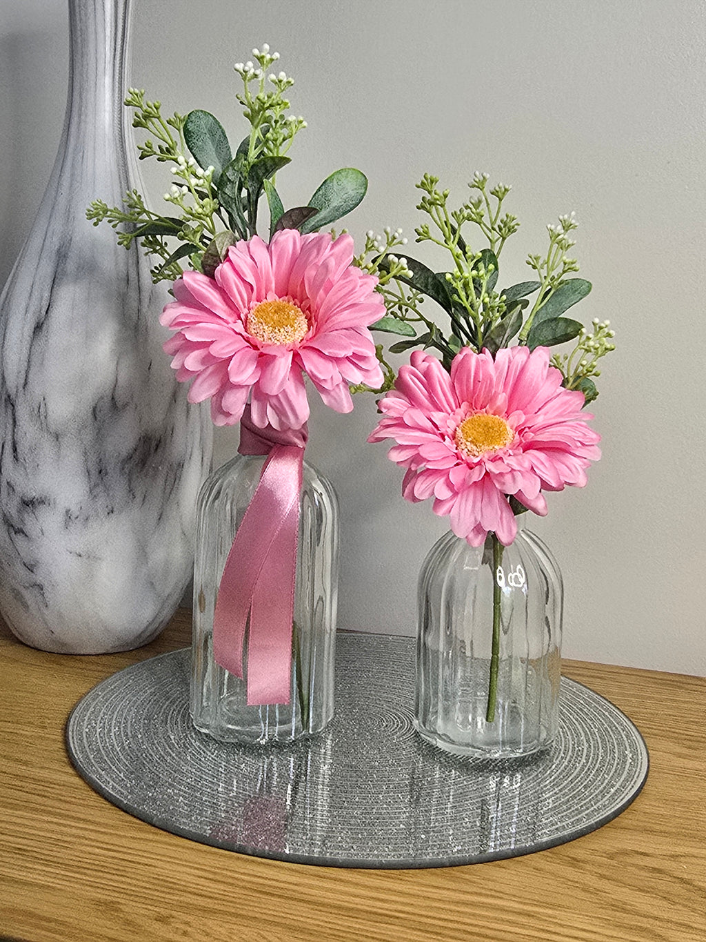Pink Gerbera Vase Set – Clear Glass Zambia