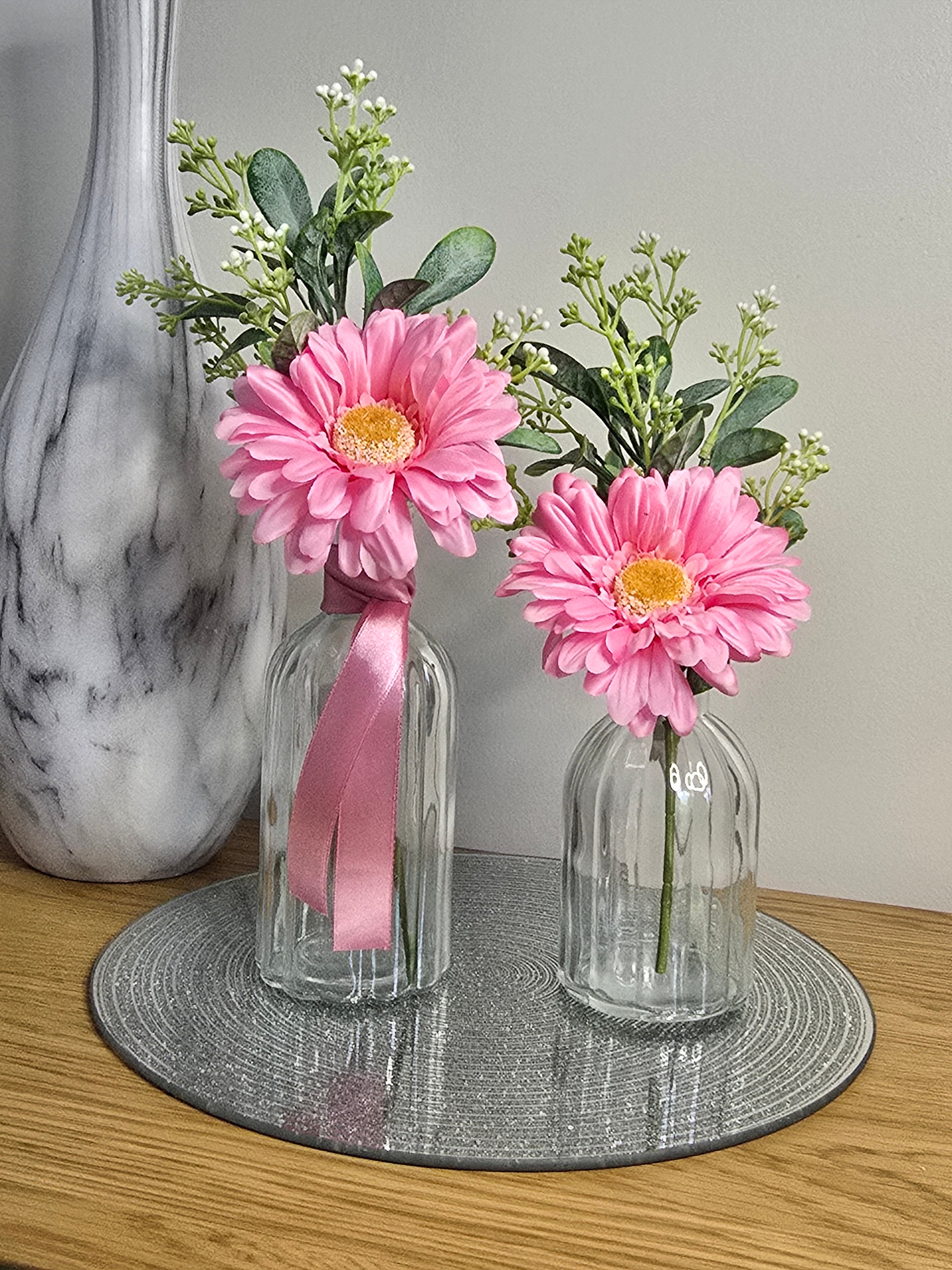 Pink Gerbera Vase Set – Clear Glass Zambia