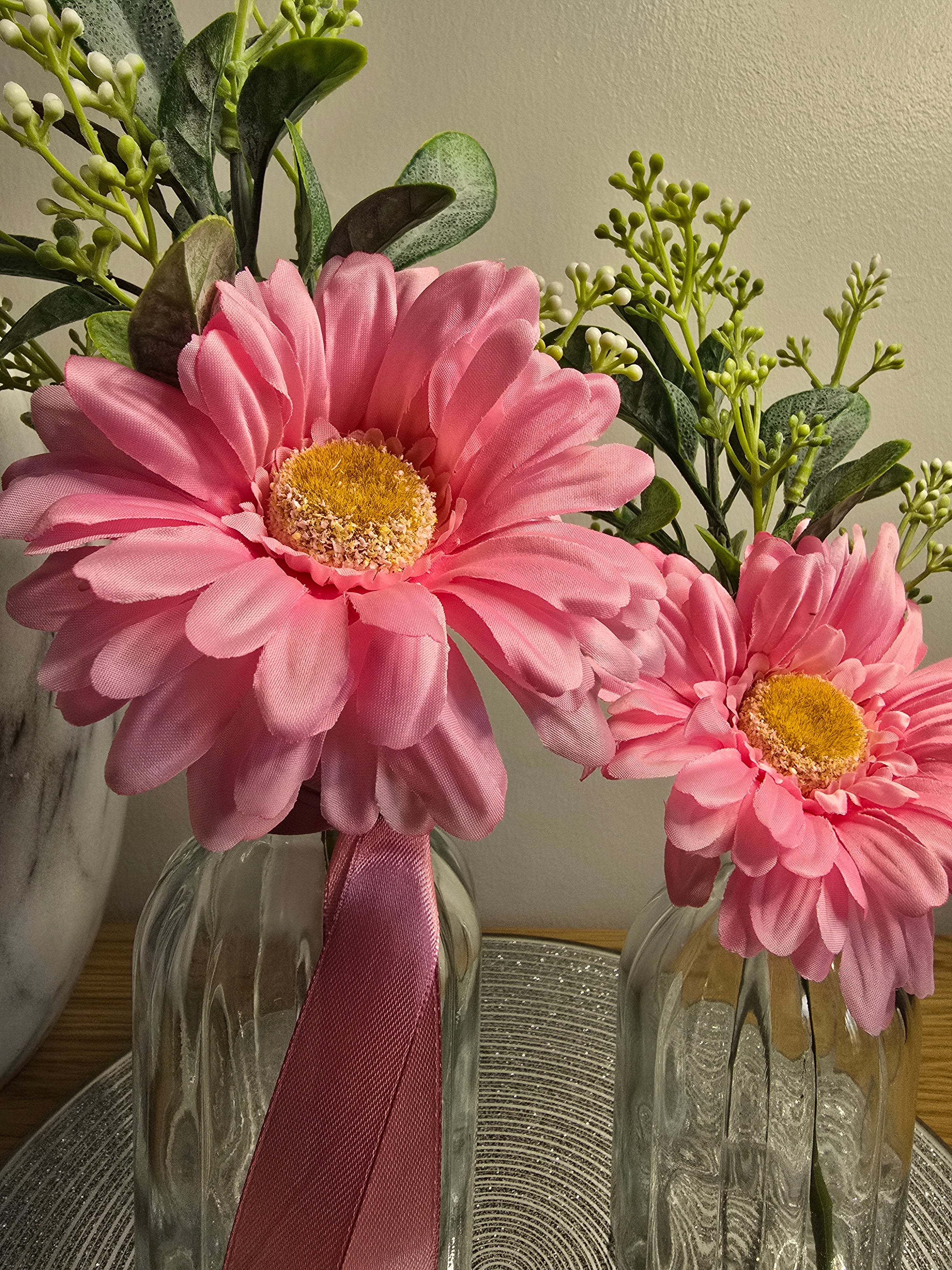 Pink Gerbera Vase Set – Clear Glass Zambia