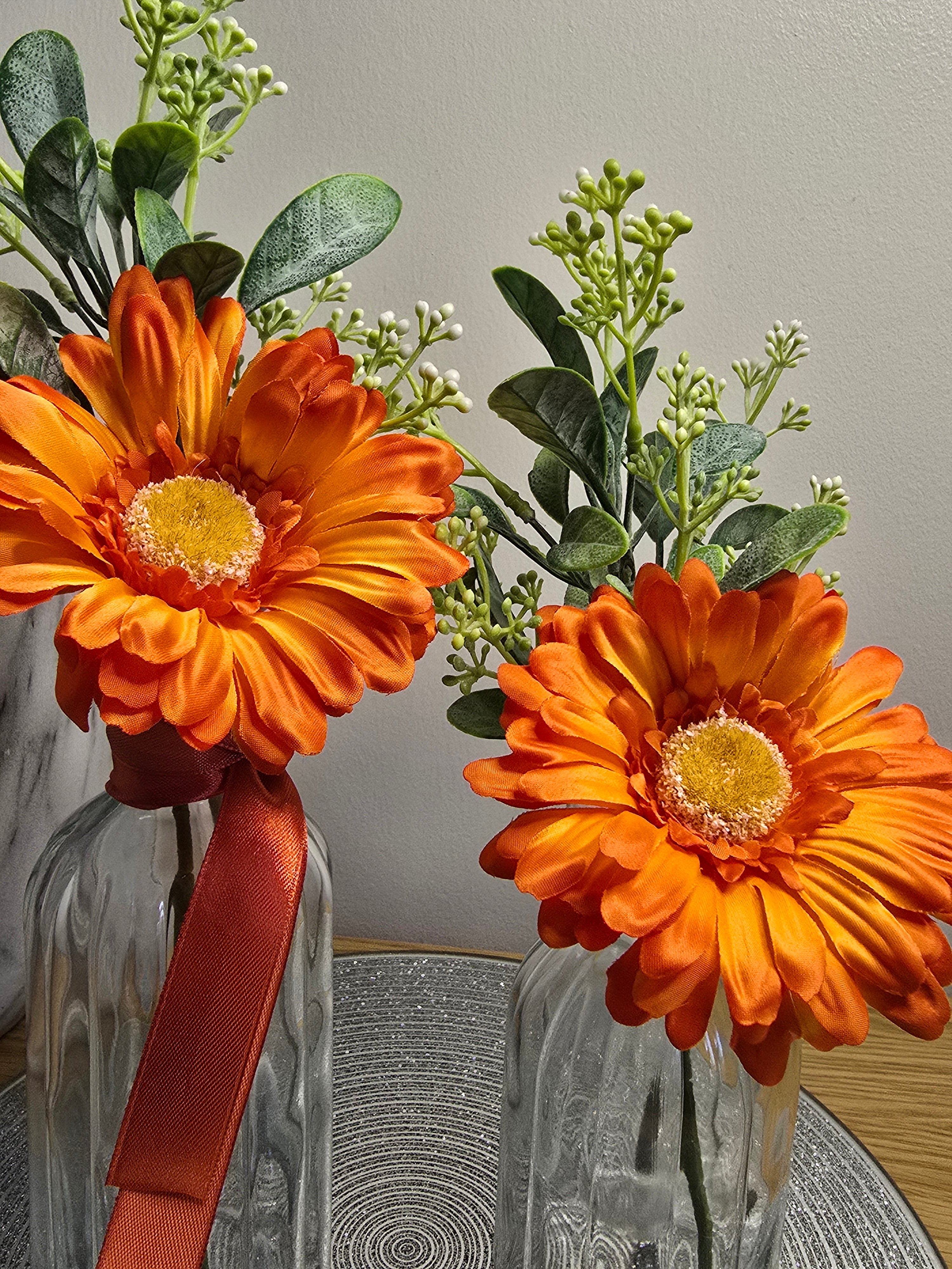 Orange Gerbera Vase Set – Clear Glass Zambia