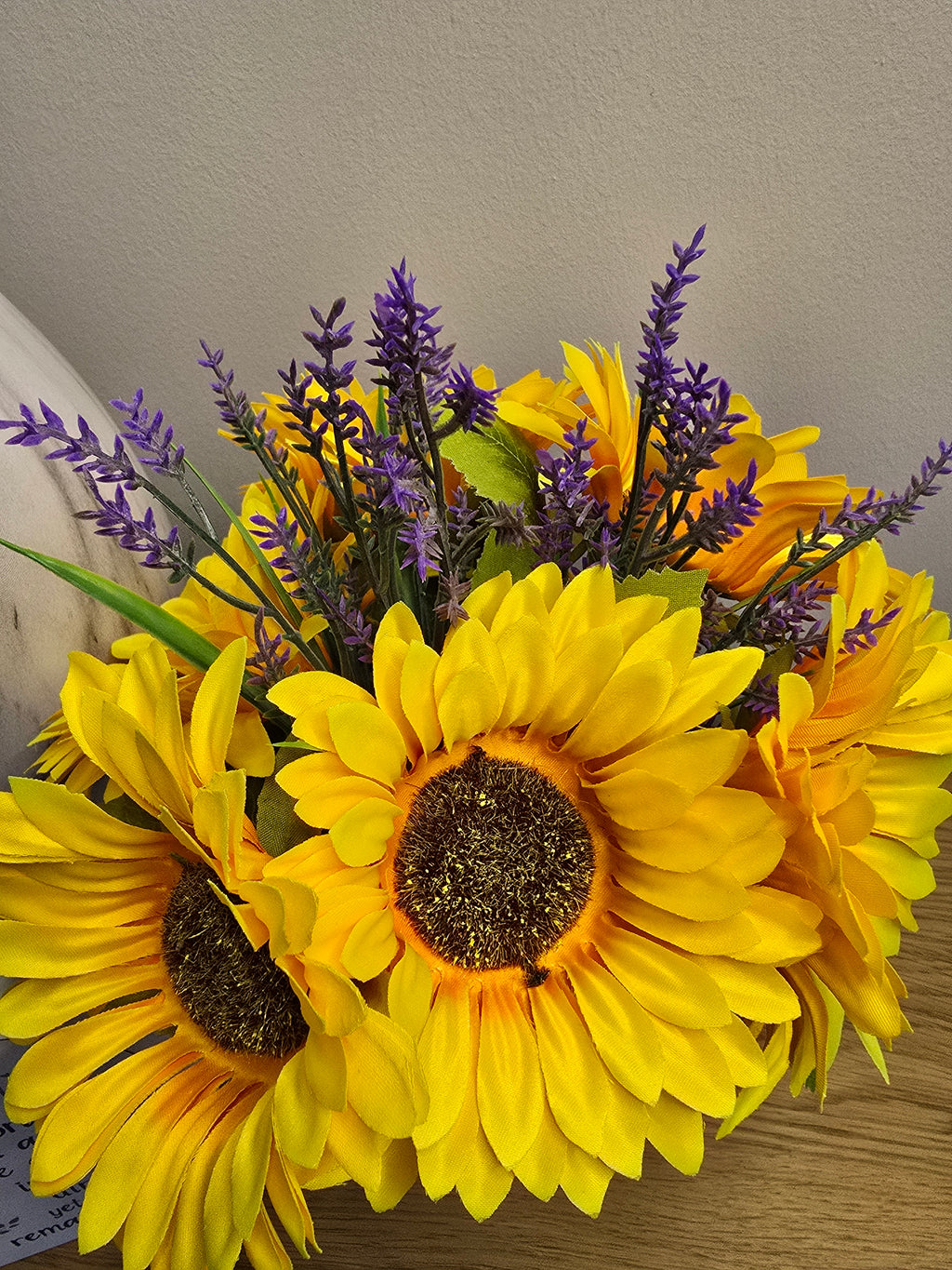 Sunflower & Lavender Jar Vase – Large Ribbed Clear Glass