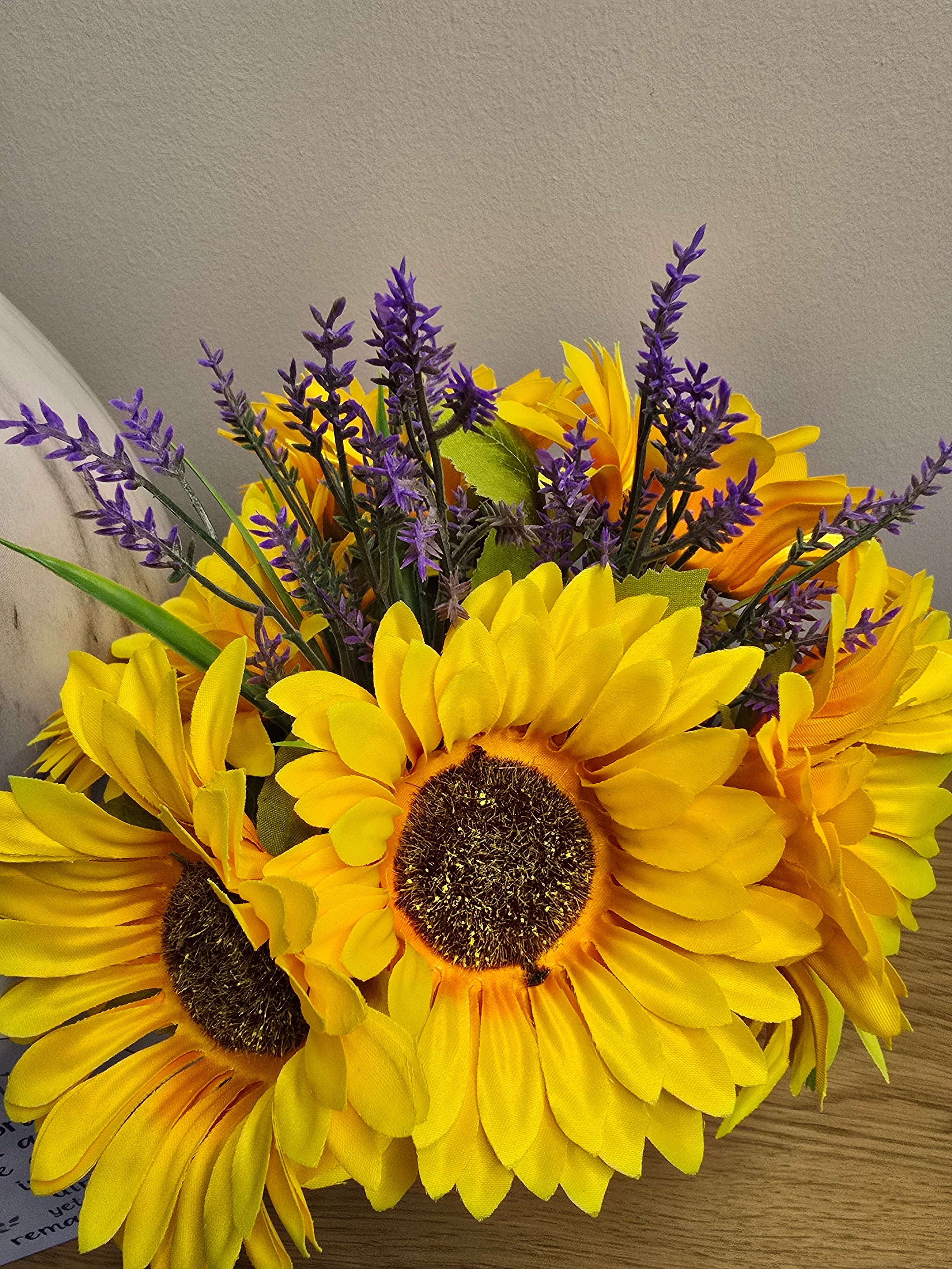 Sunflower & Lavender Jar Vase – Large Ribbed Clear Glass