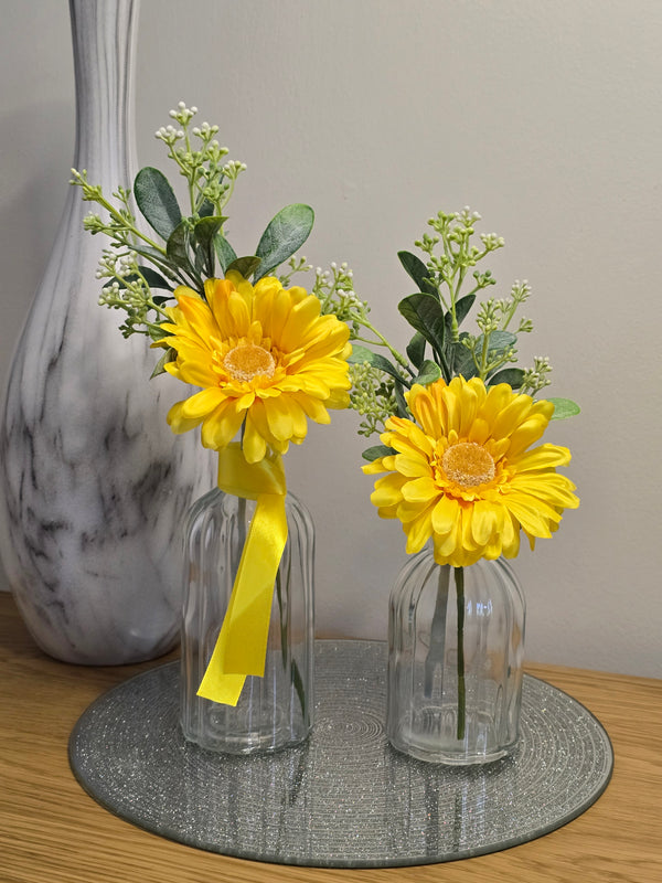 Yellow Gerbera Vase Set – Clear Glass Zambia