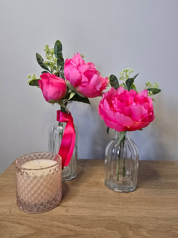 Pink Peony Vase Set – Clear Glass Zambia