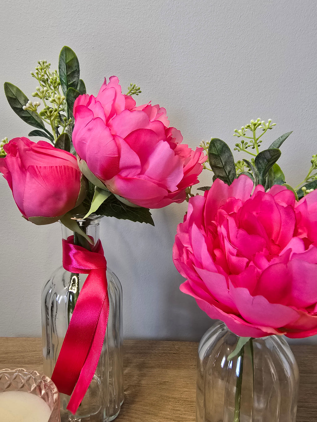 Pink Peony Vase Set – Clear Glass Zambia