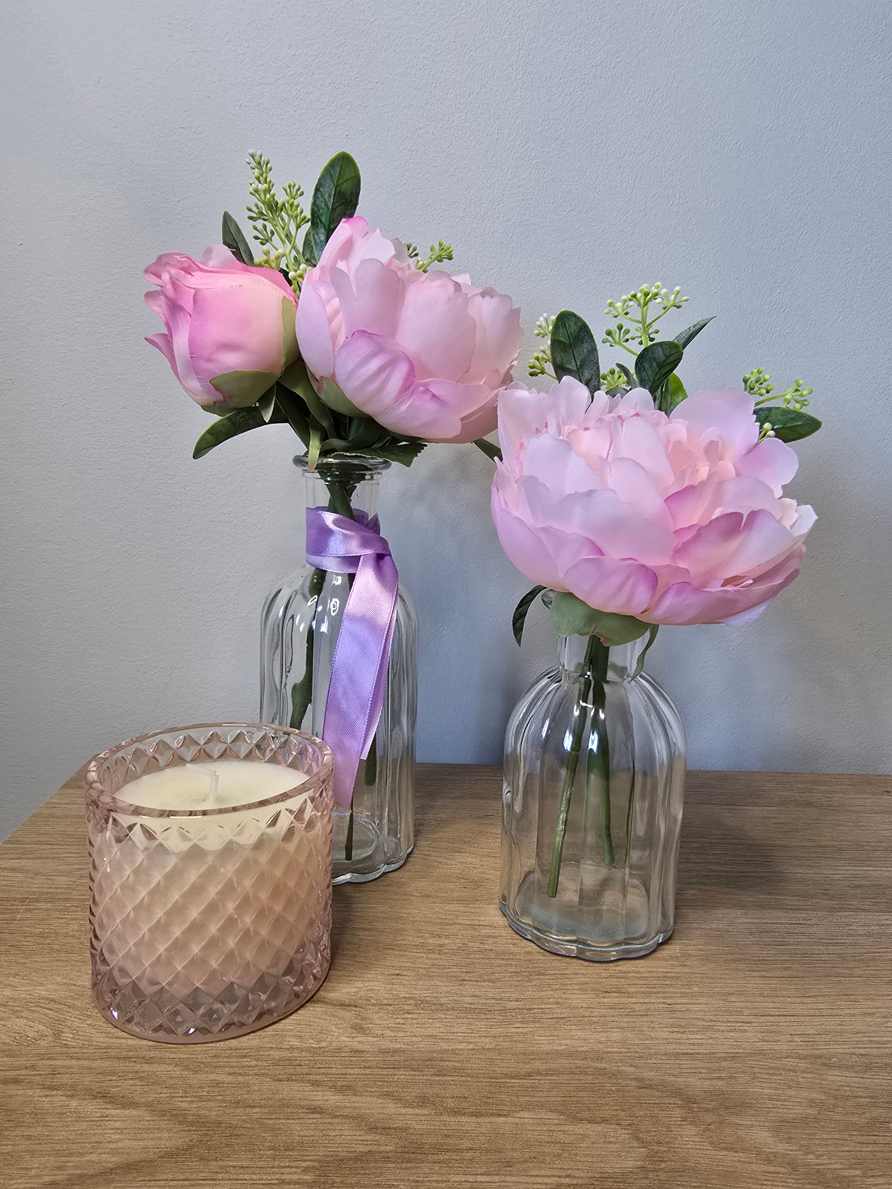Light Pink Peony Vase Set – Clear Glass Zambia