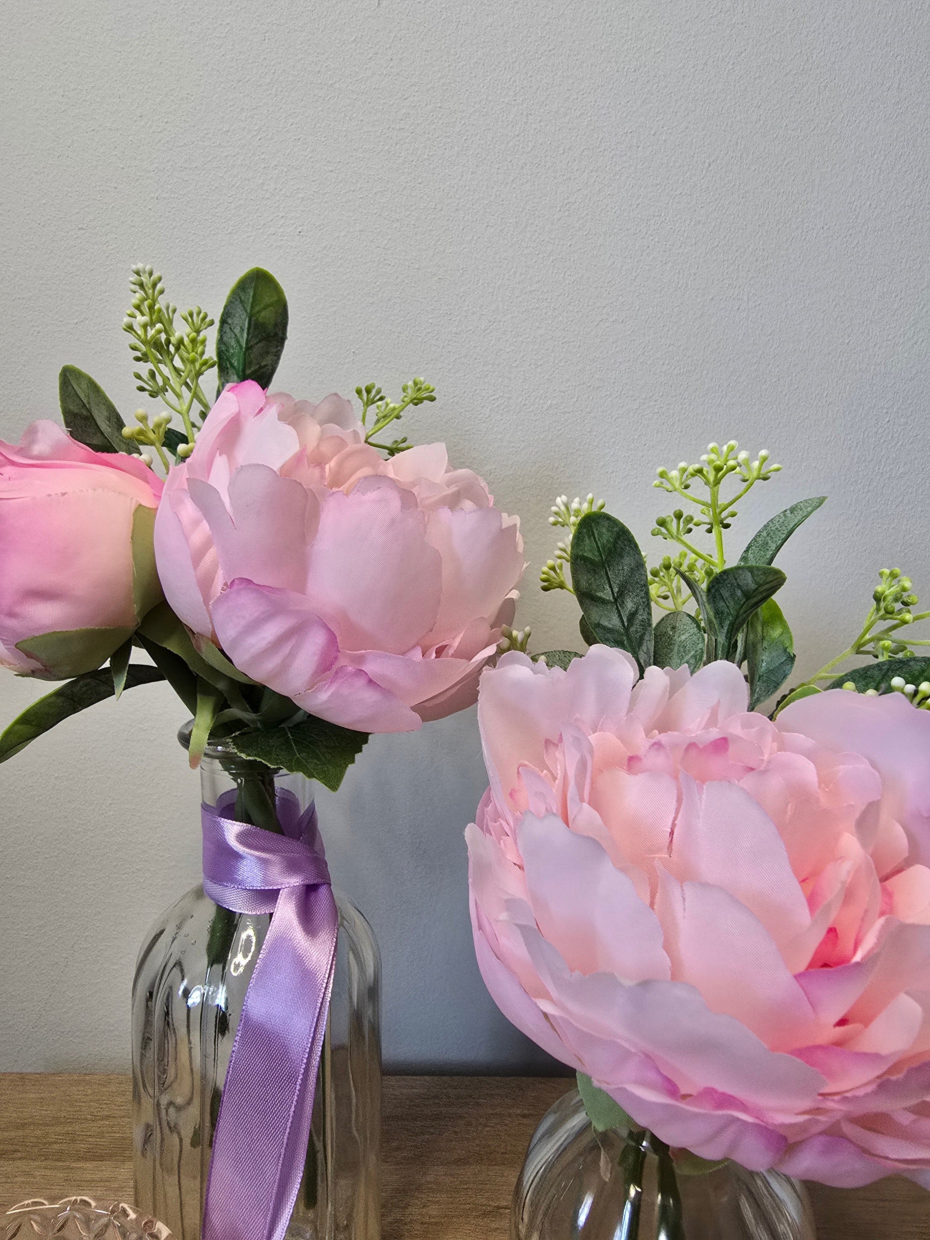 Light Pink Peony Vase Set – Clear Glass Zambia