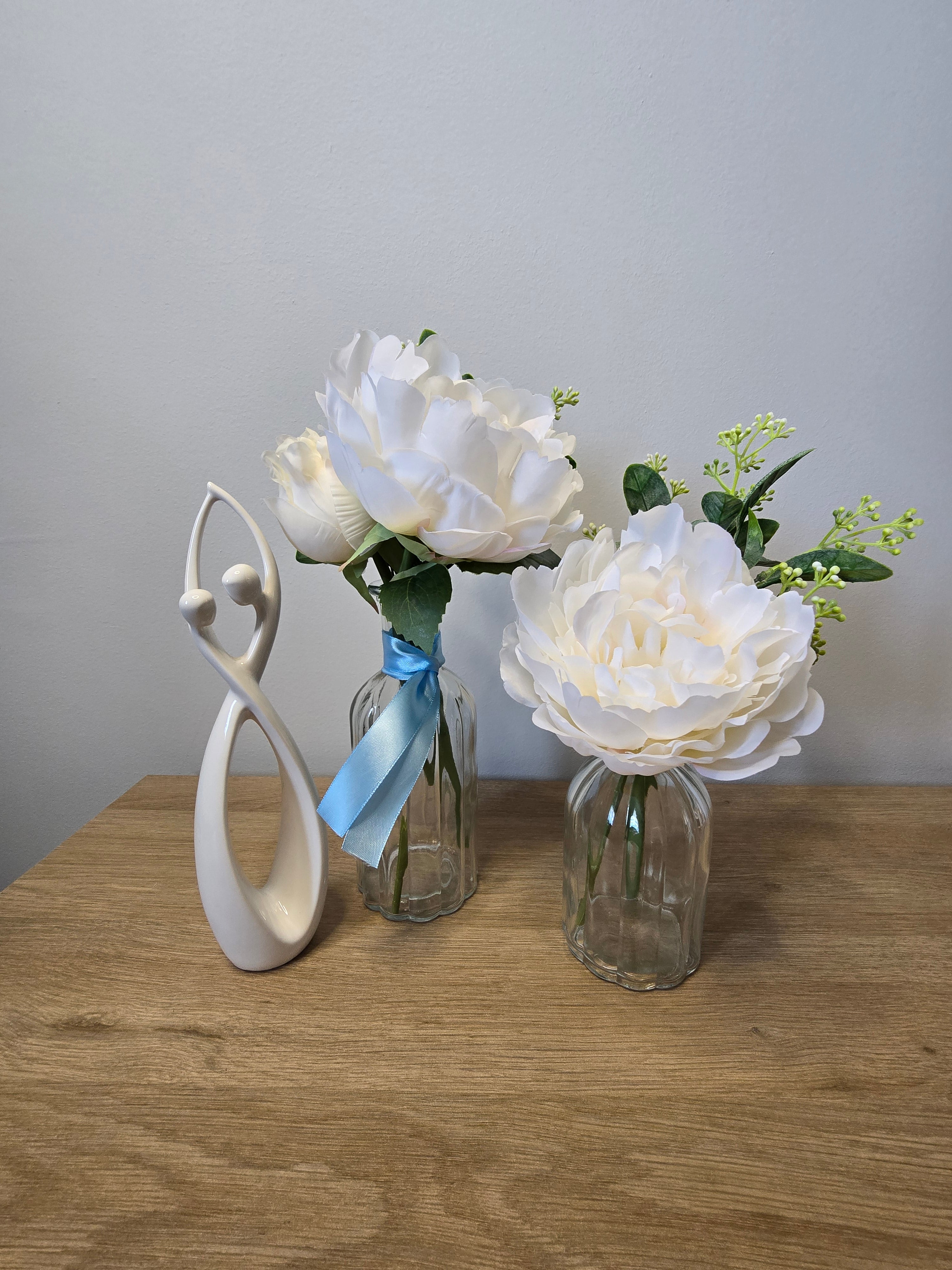 Cream White Peony Vase Set – Clear Glass Zambia