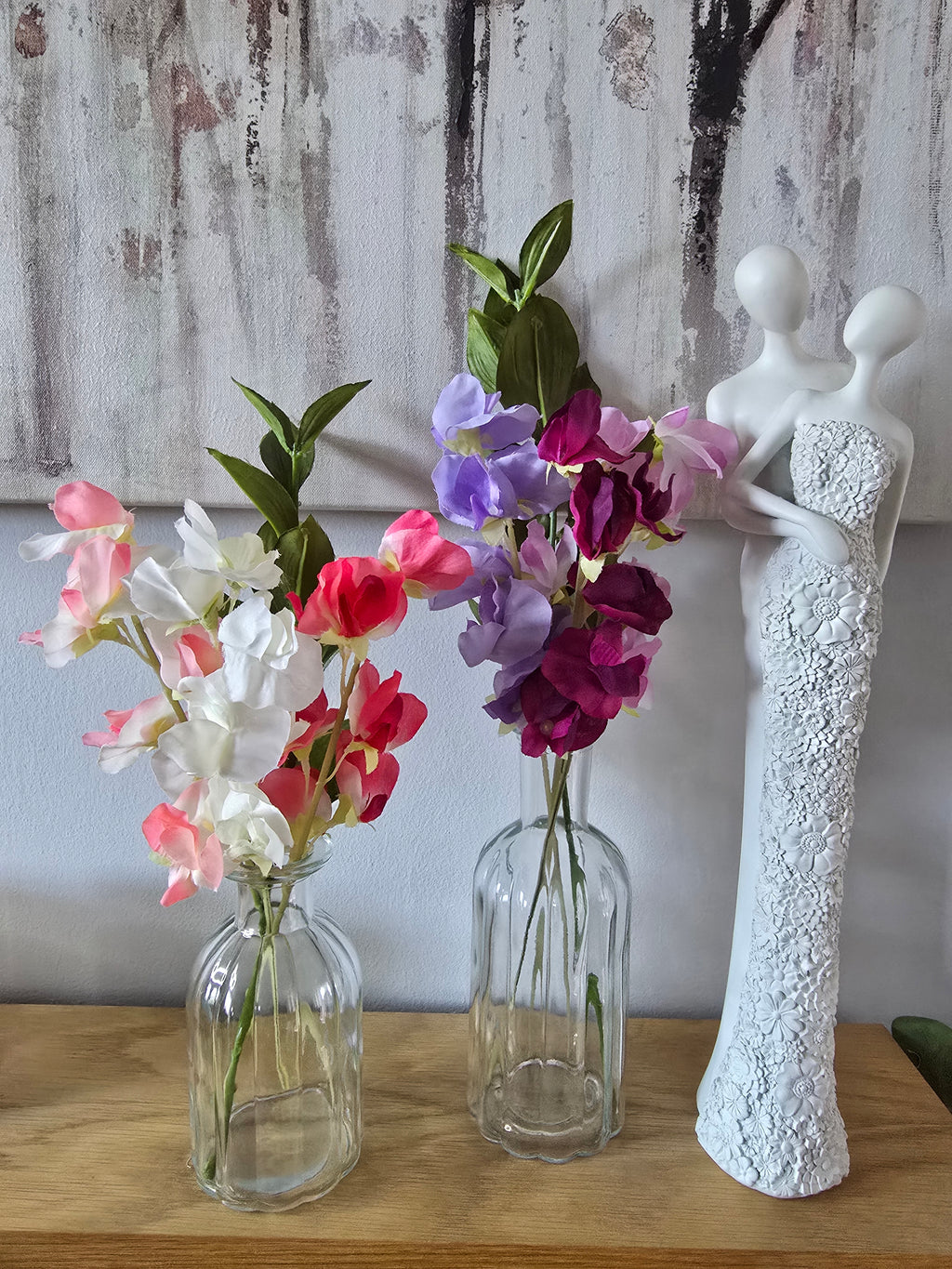 Faux Sweet Pea Flower Vase Set – Clear Glass Zambia