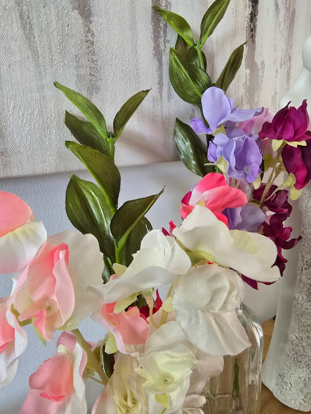 Faux Sweet Pea Flower Vase Set – Clear Glass Zambia
