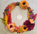 Harvest Hues Wreath - full view on grey background
