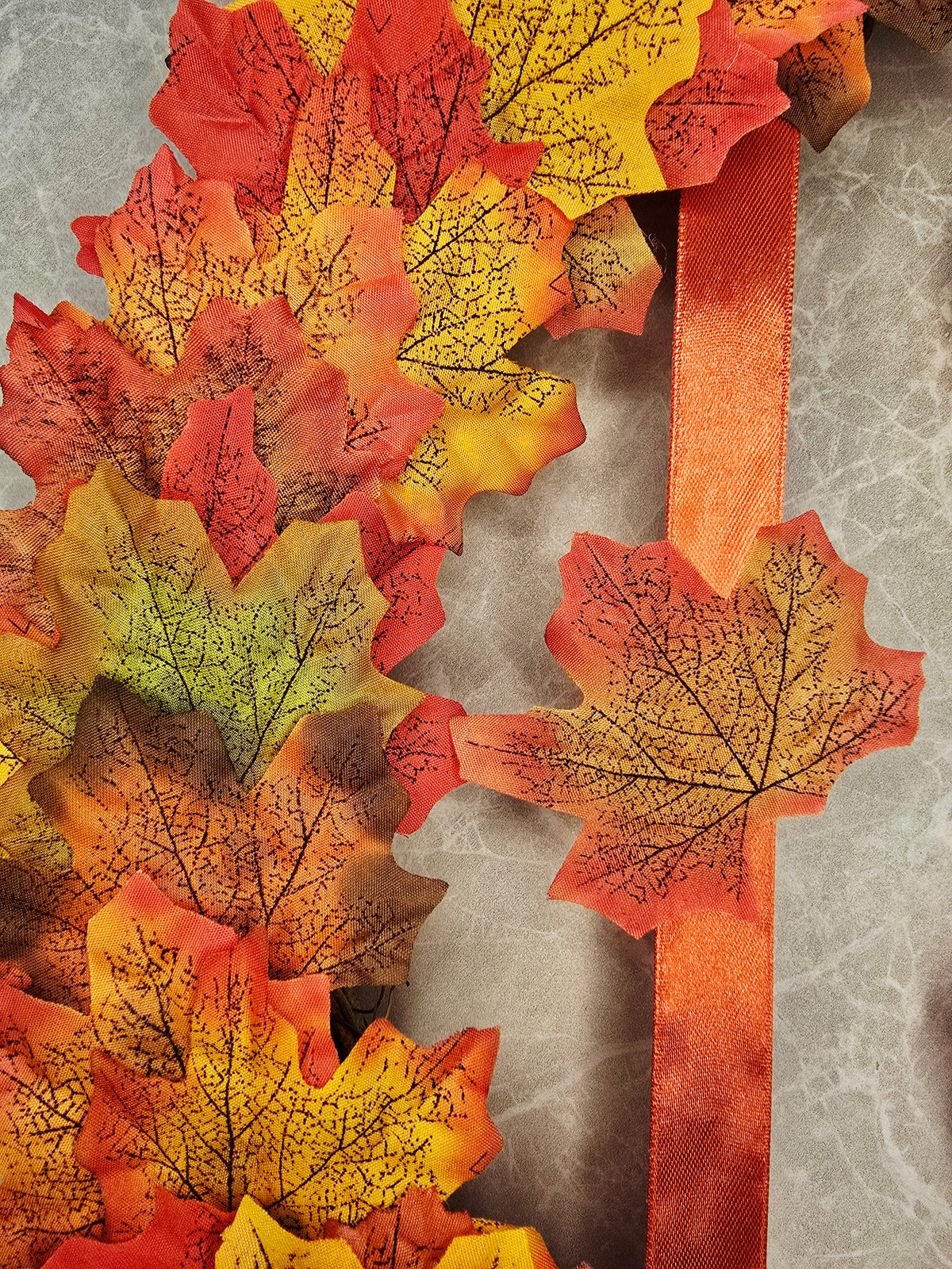 Warmth of Autumn Wreath - autumn leaf texture close up