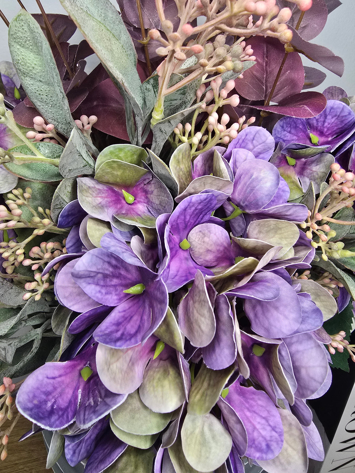 Autumn Purple Haze Bouquet - close up of hydrangea blooms